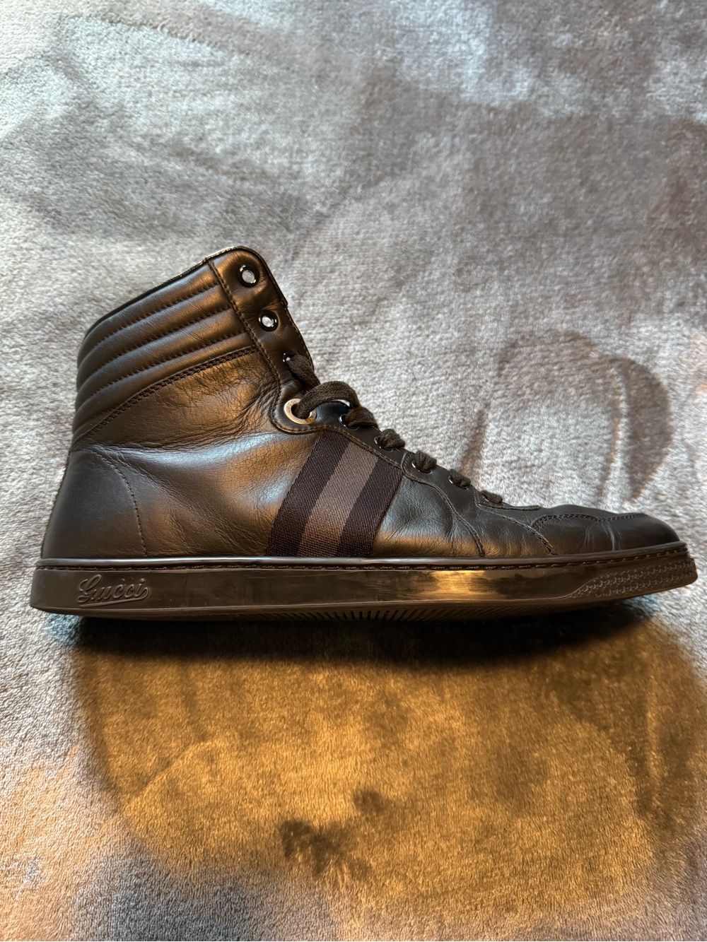Gucci Black High-Top Leather Sneakers